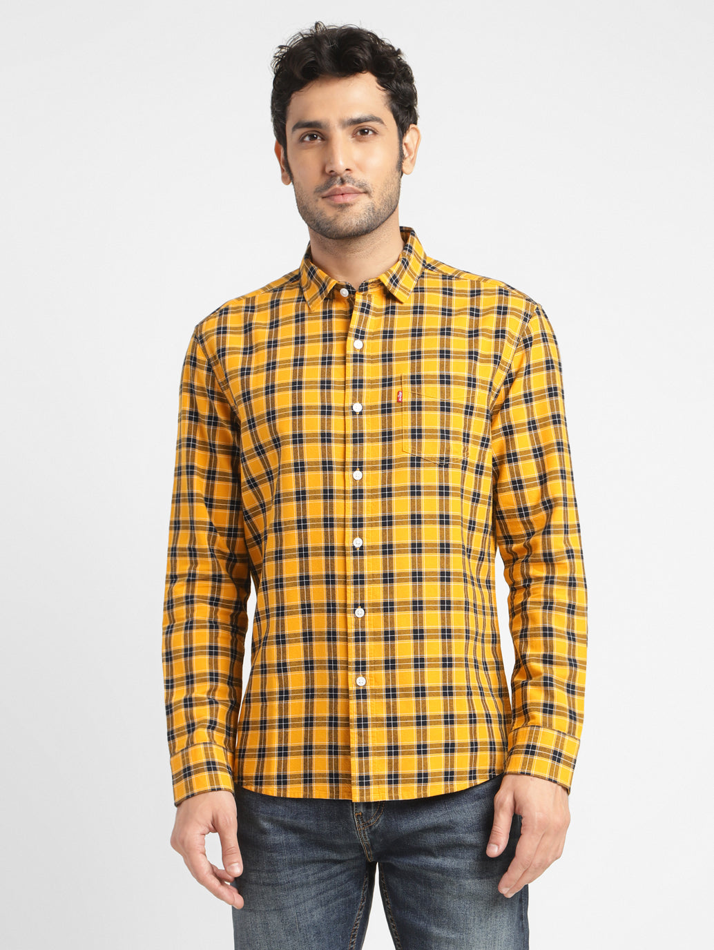 Men's Checkered Spread Collar Shirt