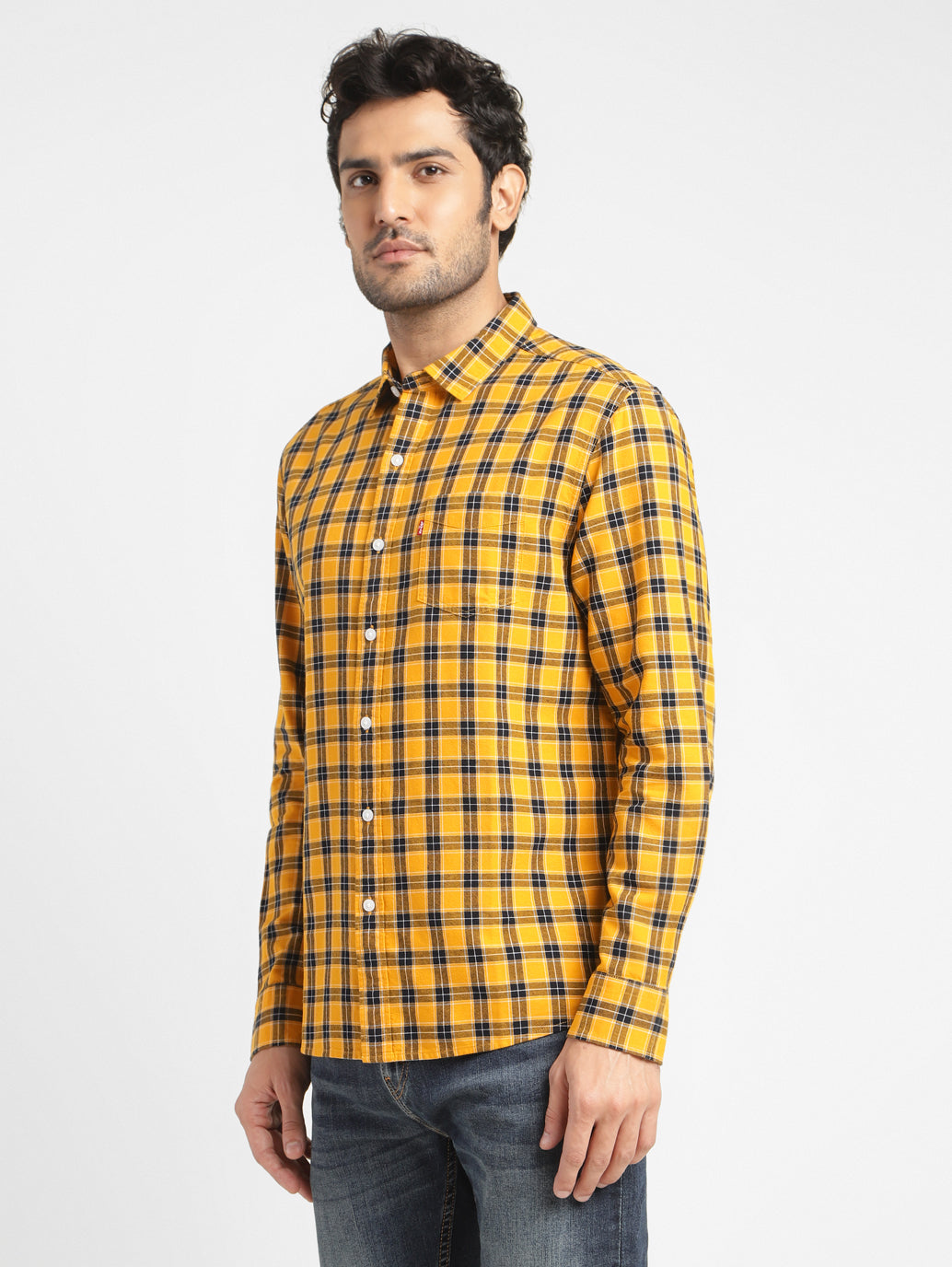 Men's Checkered Spread Collar Shirt