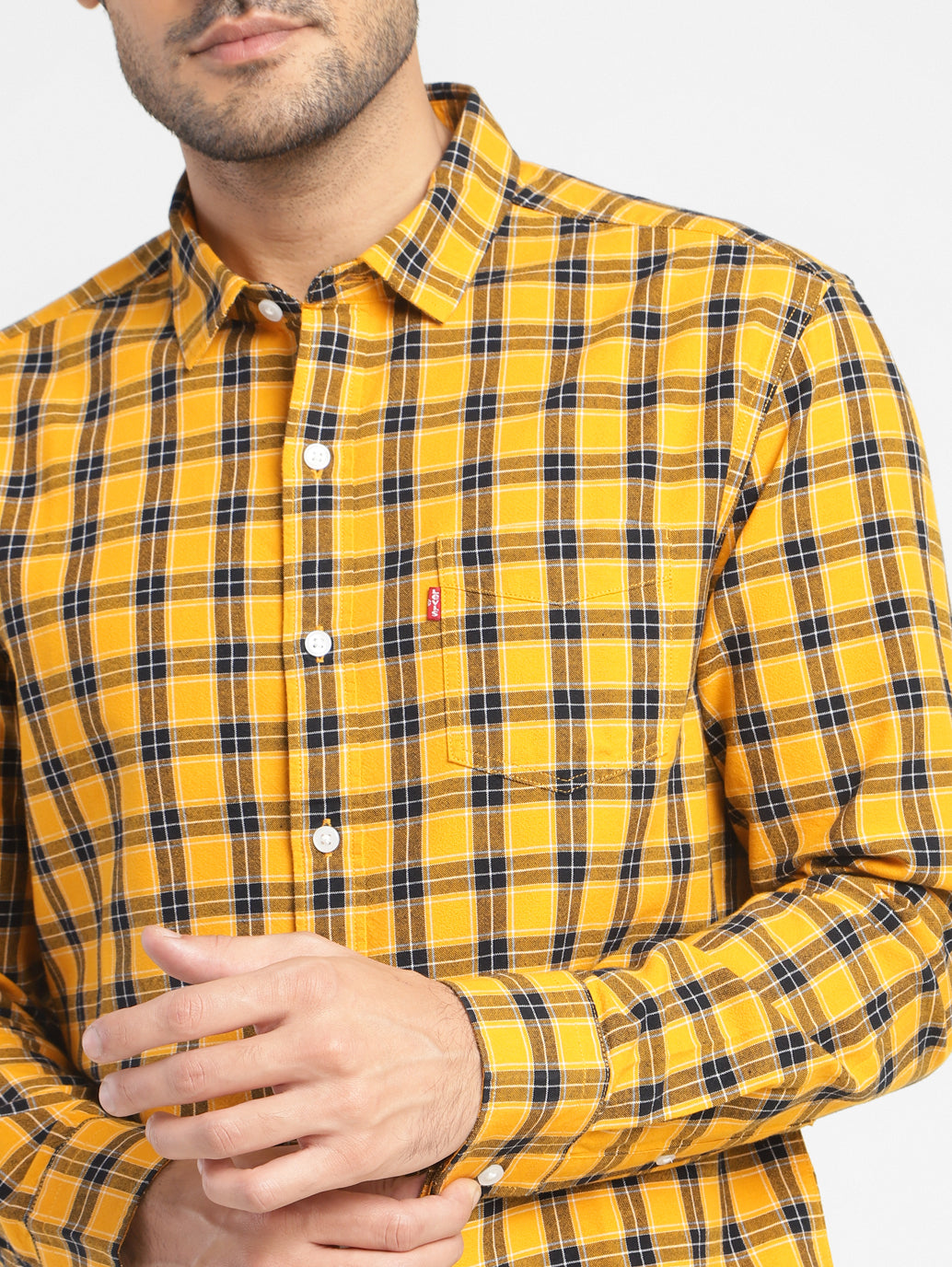 Men's Checkered Spread Collar Shirt