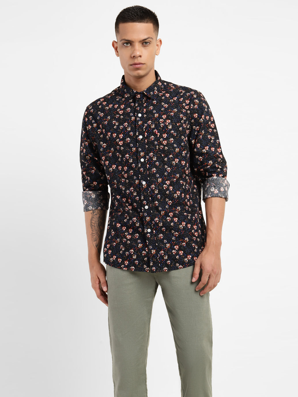 Men's Floral Print Slim Fit Shirt