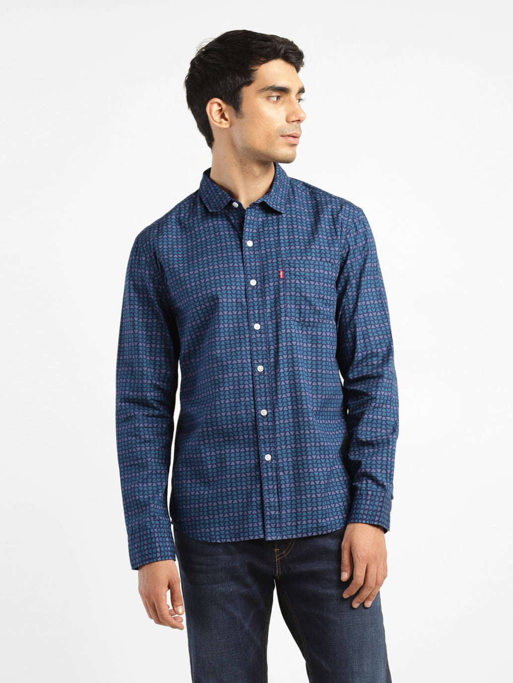 Men's Geometric Print Slim Fit Shirt