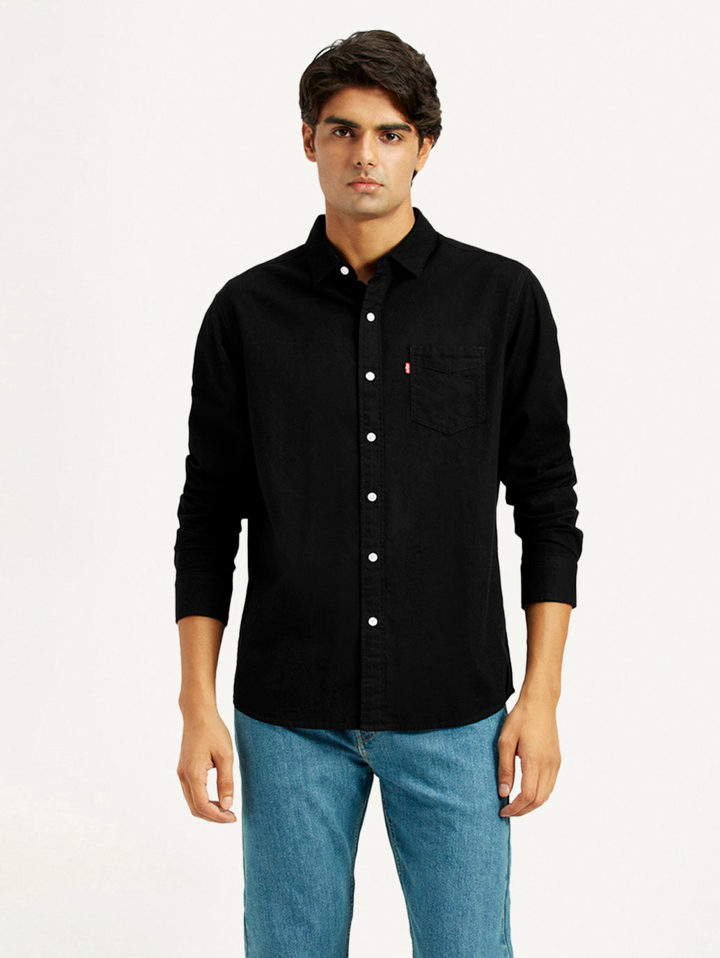 Men's Solid Slim Fit Shirt - Front View