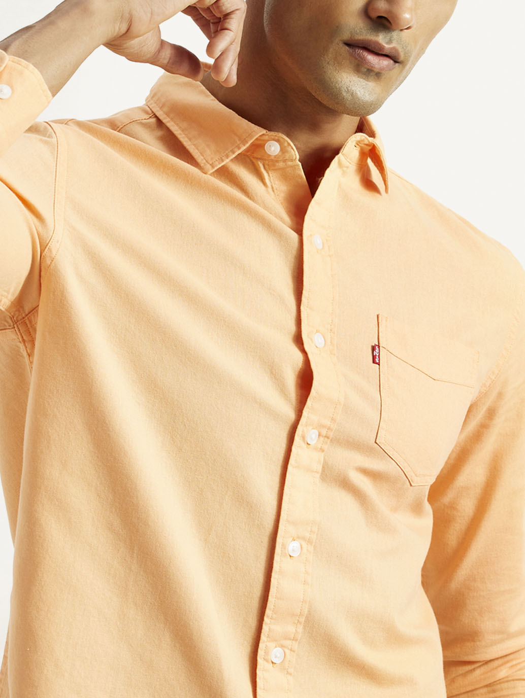 Men's Solid Slim Fit Shirt - Detail View