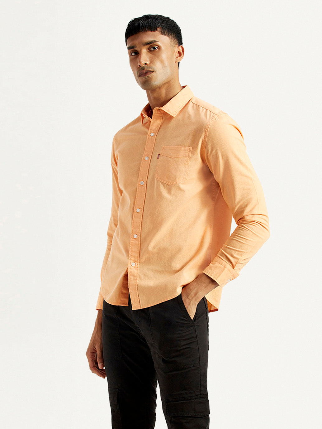 Men's Solid Slim Fit Shirt - Side View
