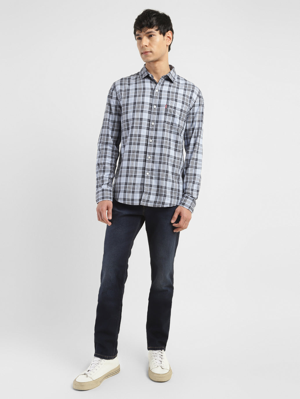 Men's Checkered Slim Fit Shirt - ModelFront View