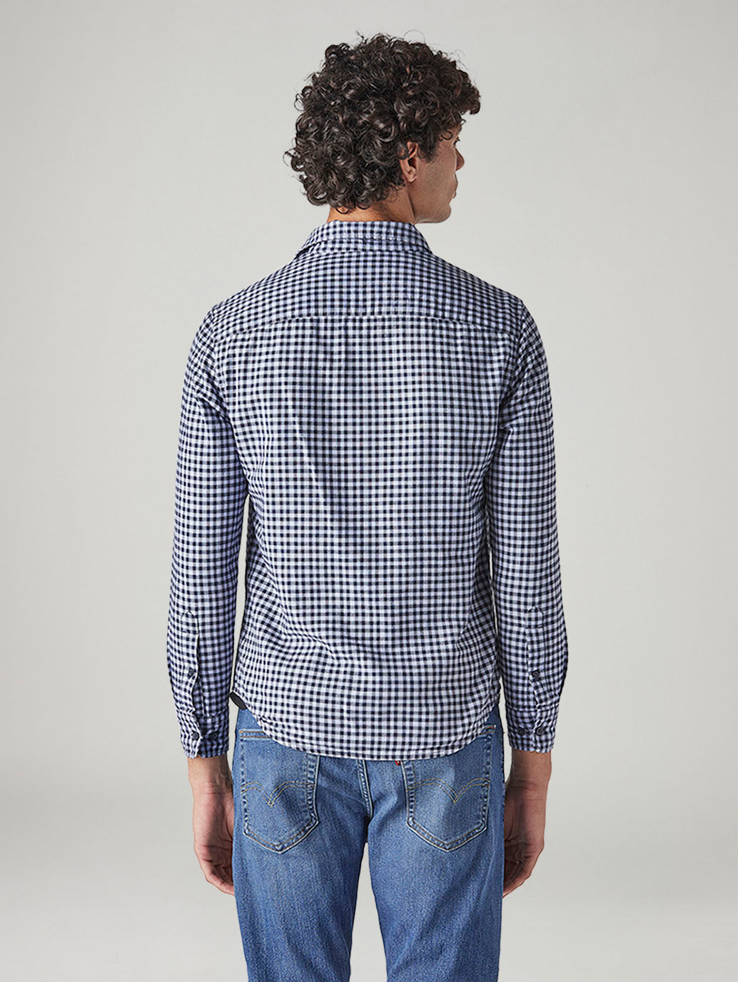 Men's Checkered Slim Fit Shirt - Back View