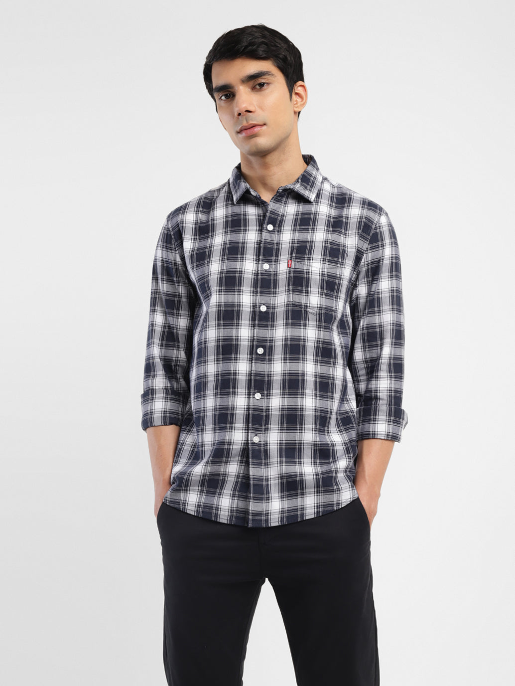 Men's Checkered Slim Fit Shirt - StyleShot View
