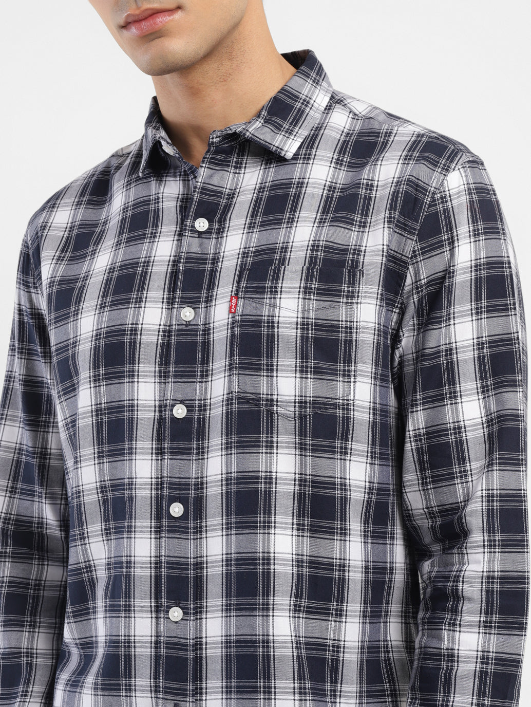 Men's Checkered Slim Fit Shirt - FrontDetails View