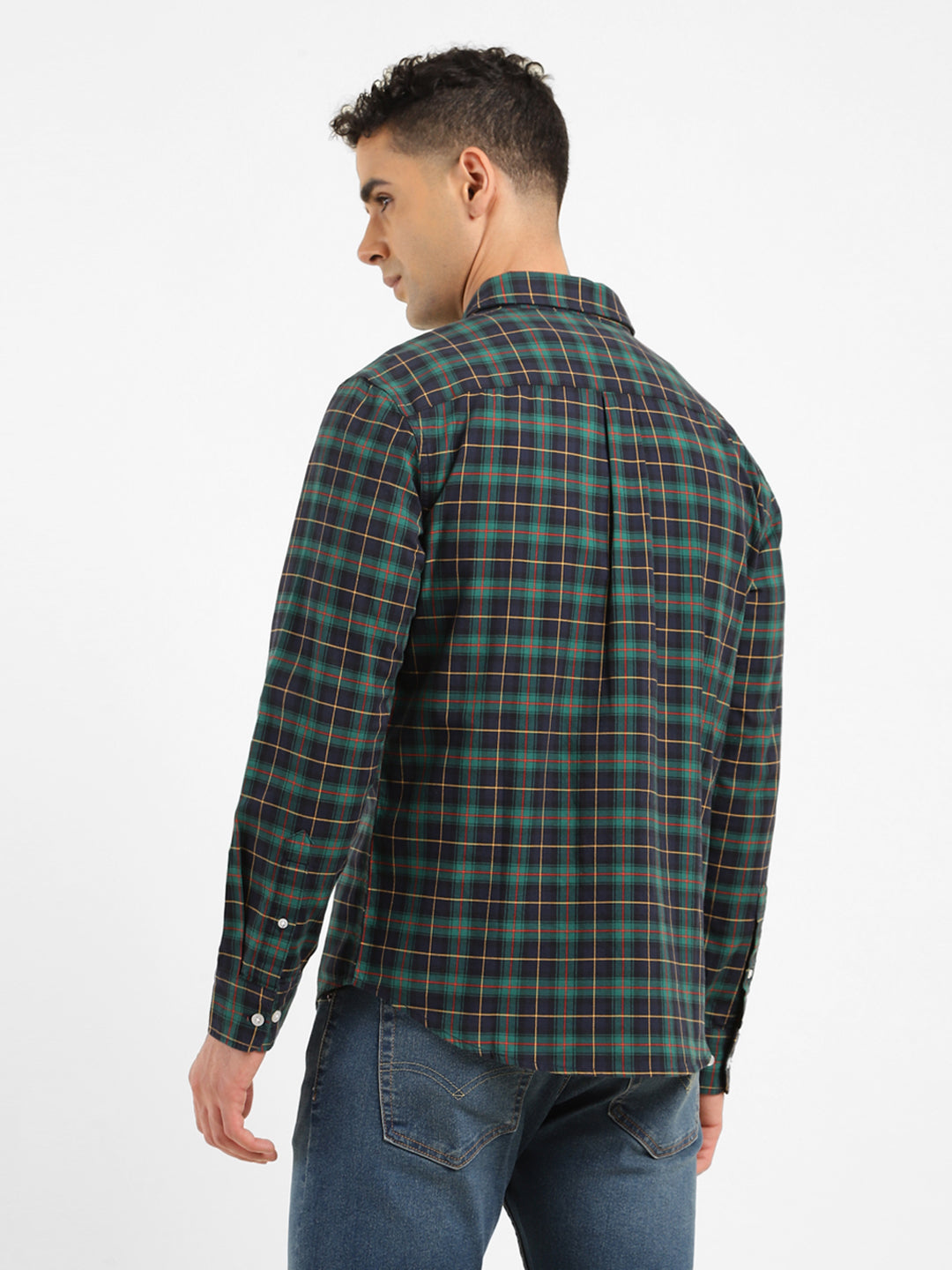 Men's Checkered Spread Collar Shirt