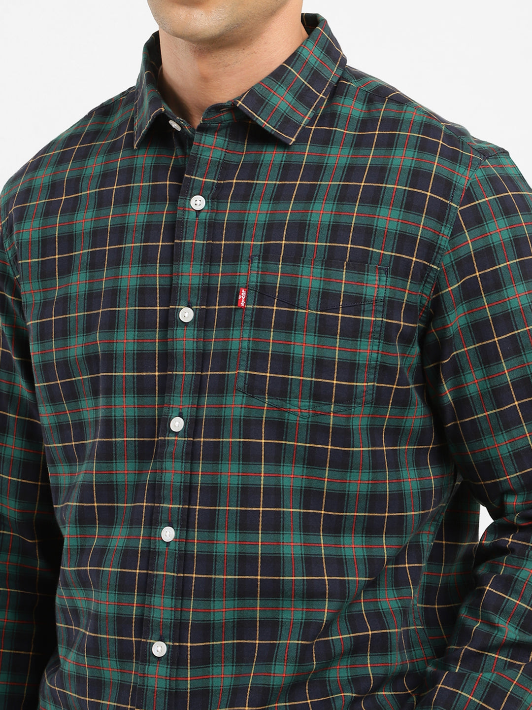 Men's Checkered Spread Collar Shirt