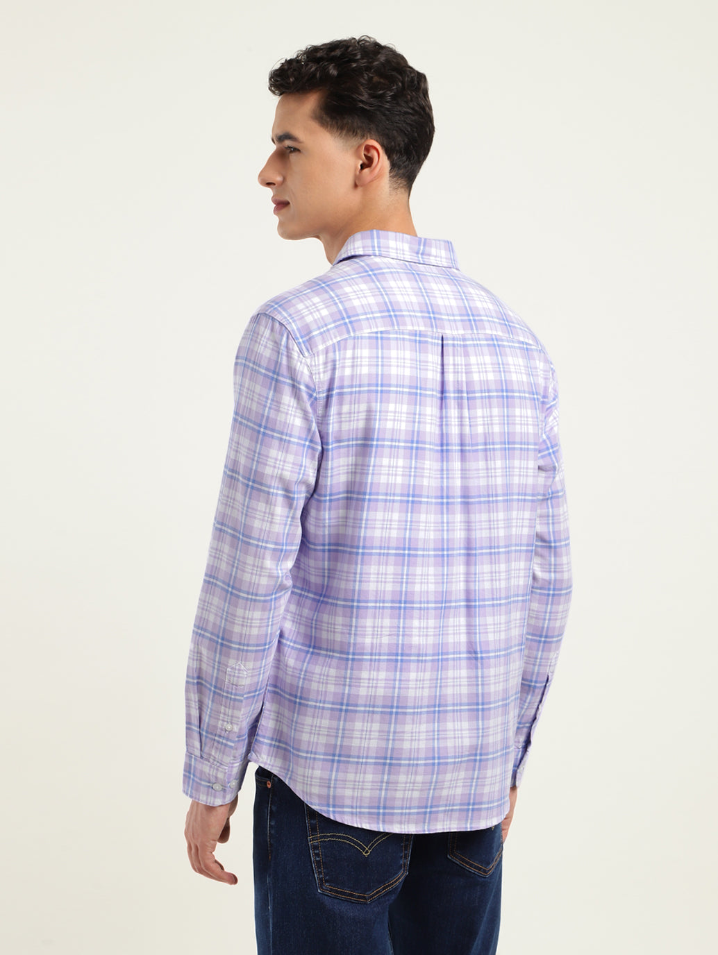 Men's Checkered Spread Collar Shirt