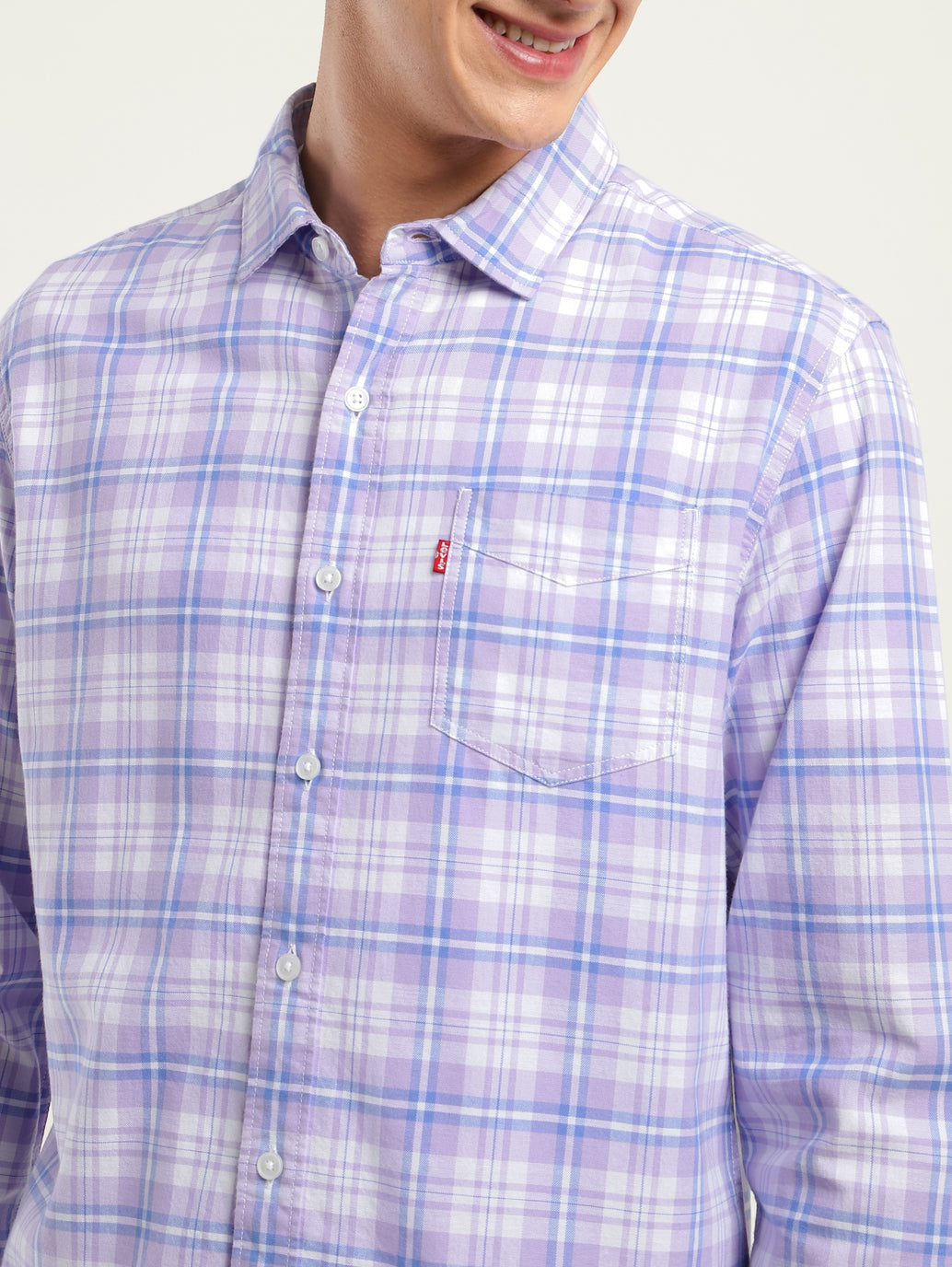 Men's Checkered Spread Collar Shirt