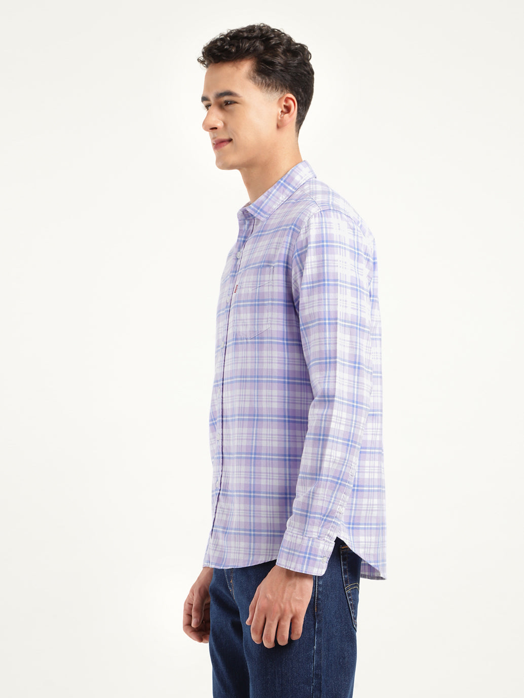 Men's Checkered Spread Collar Shirt