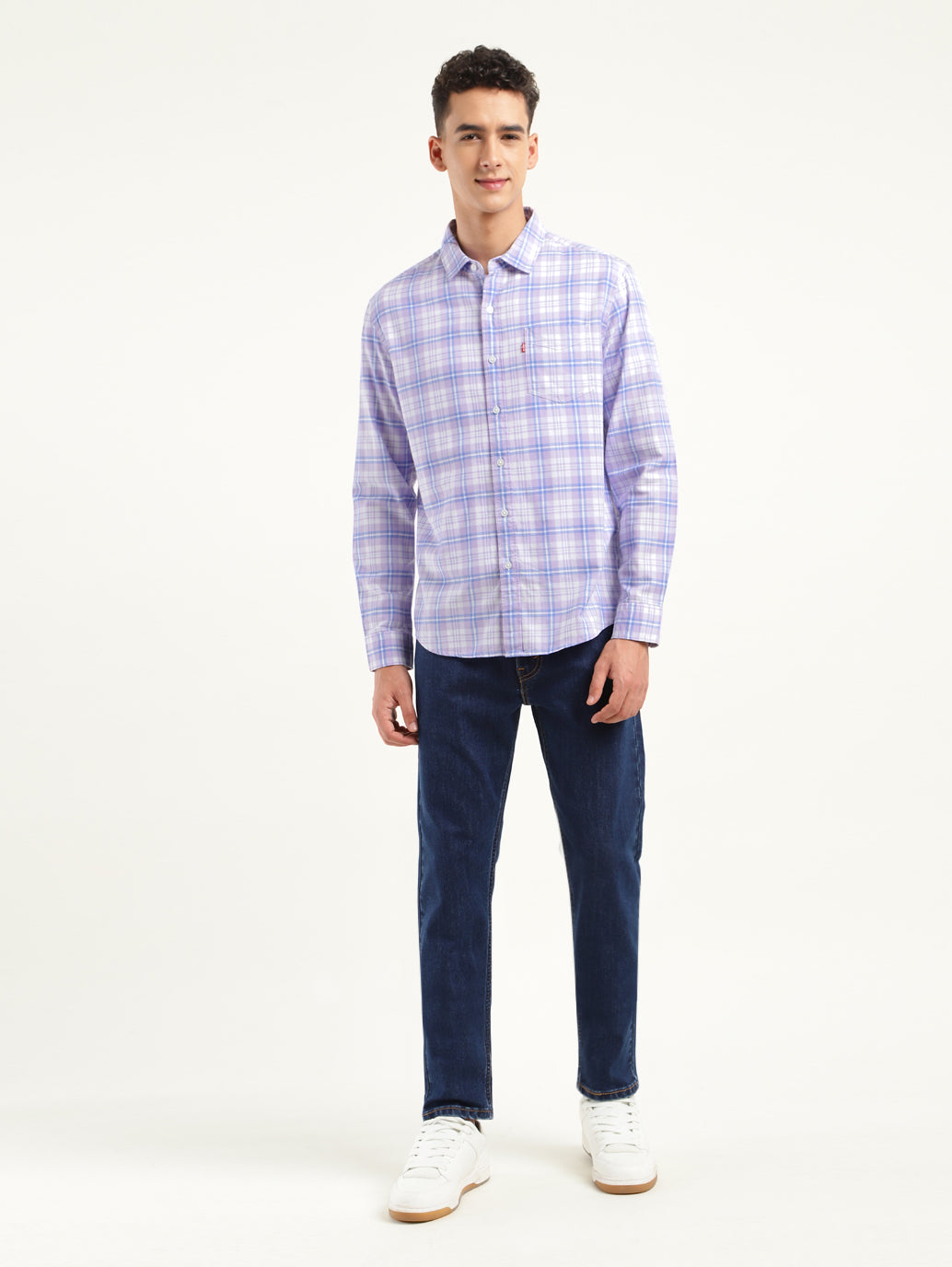 Men's Checkered Spread Collar Shirt