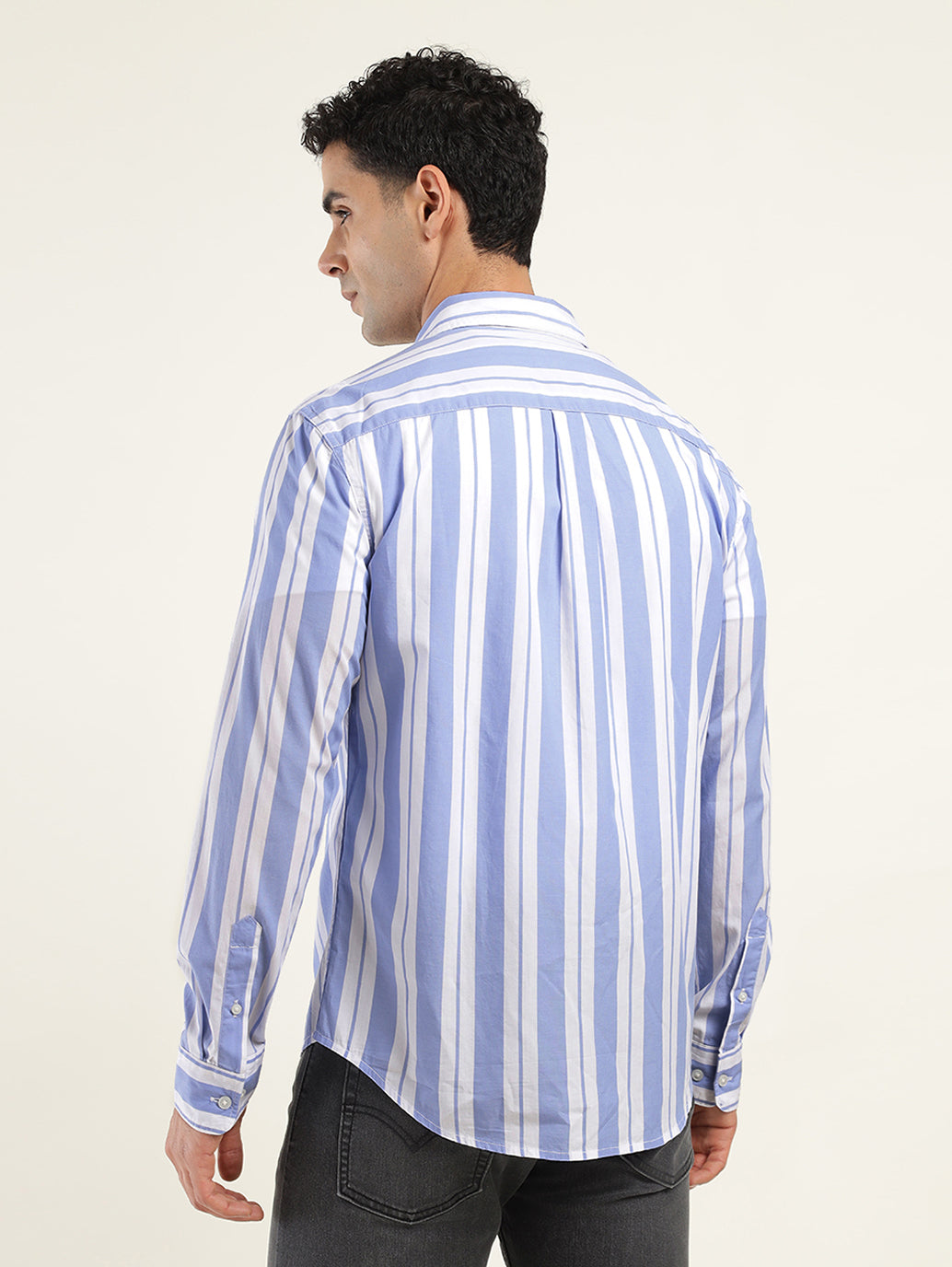 Men's Striped Slim Fit Shirt - Back View