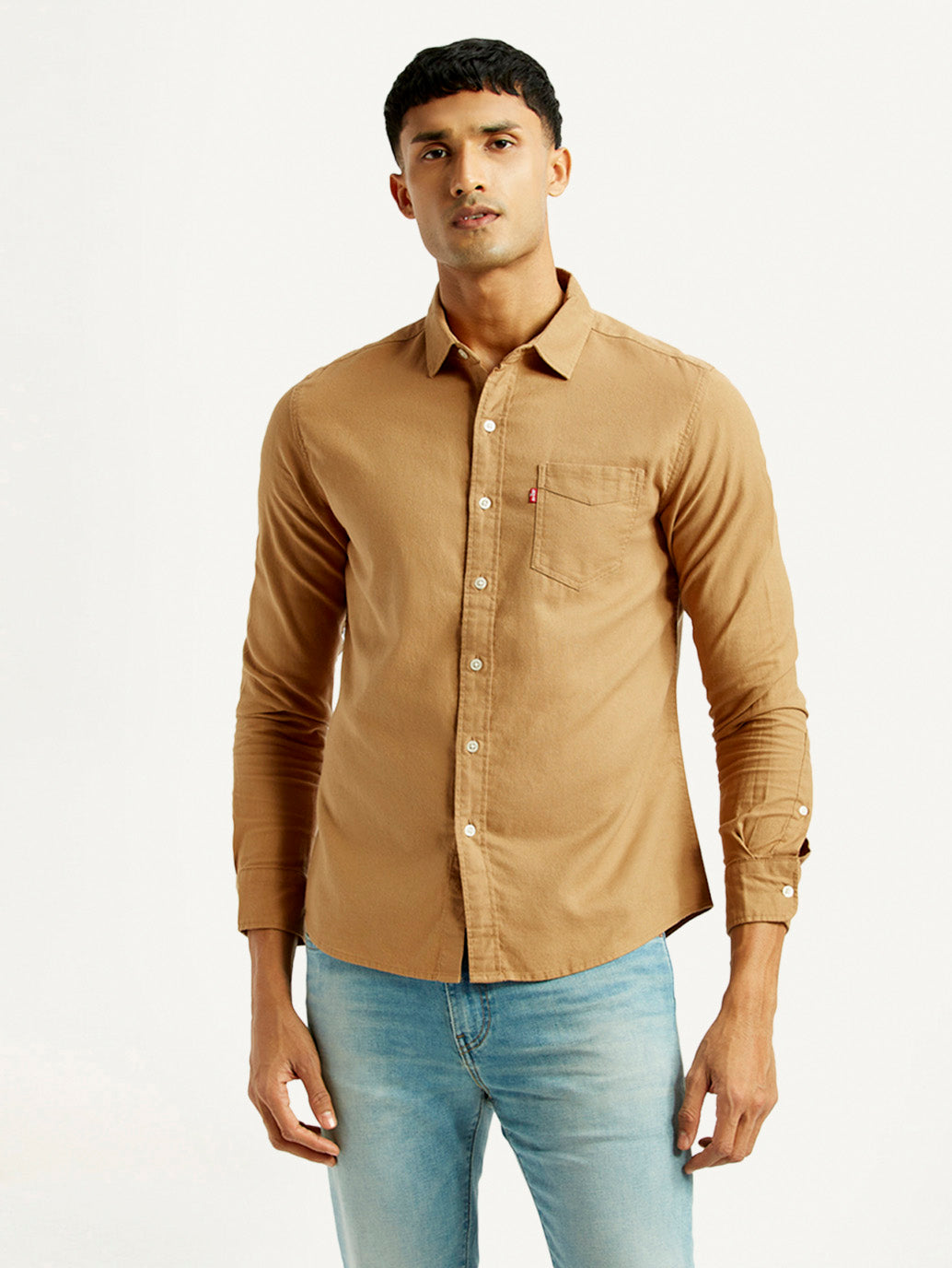 Men's Solid Slim Fit Shirt - Front View