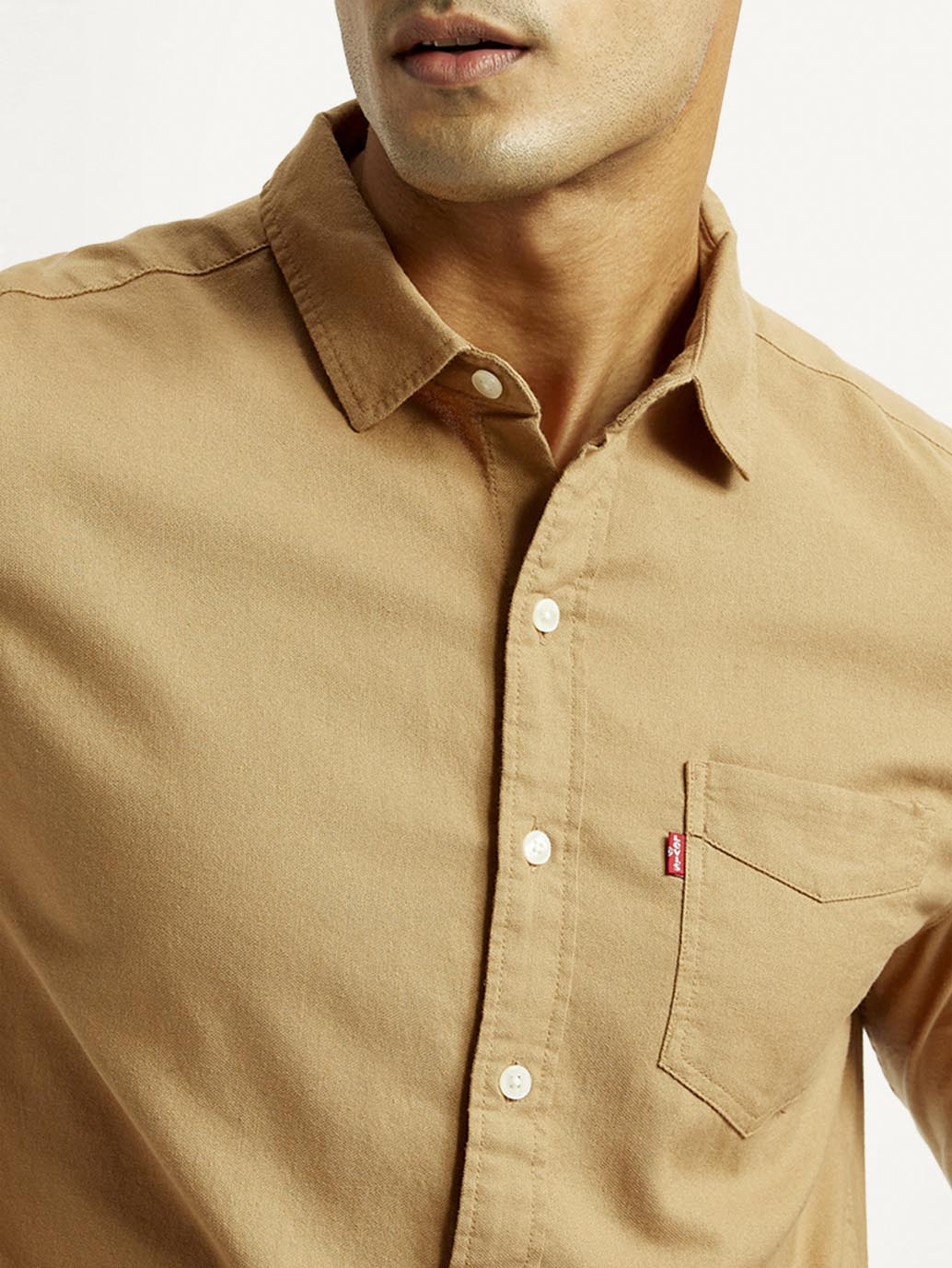 Men's Solid Slim Fit Shirt - Detail View