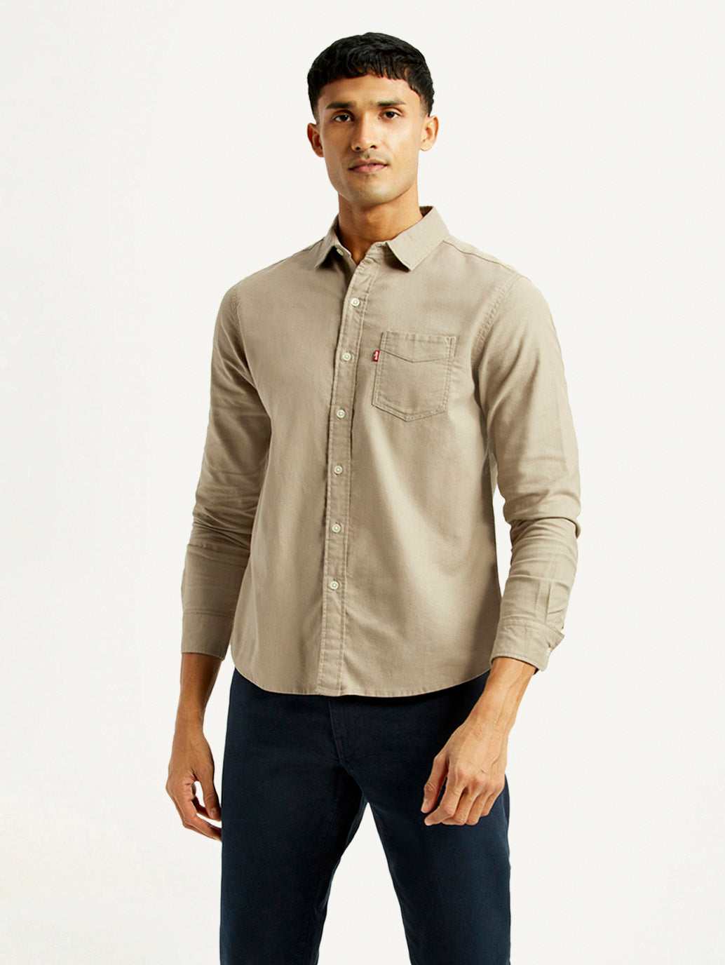 Men's Solid Slim Fit Shirt - Front View