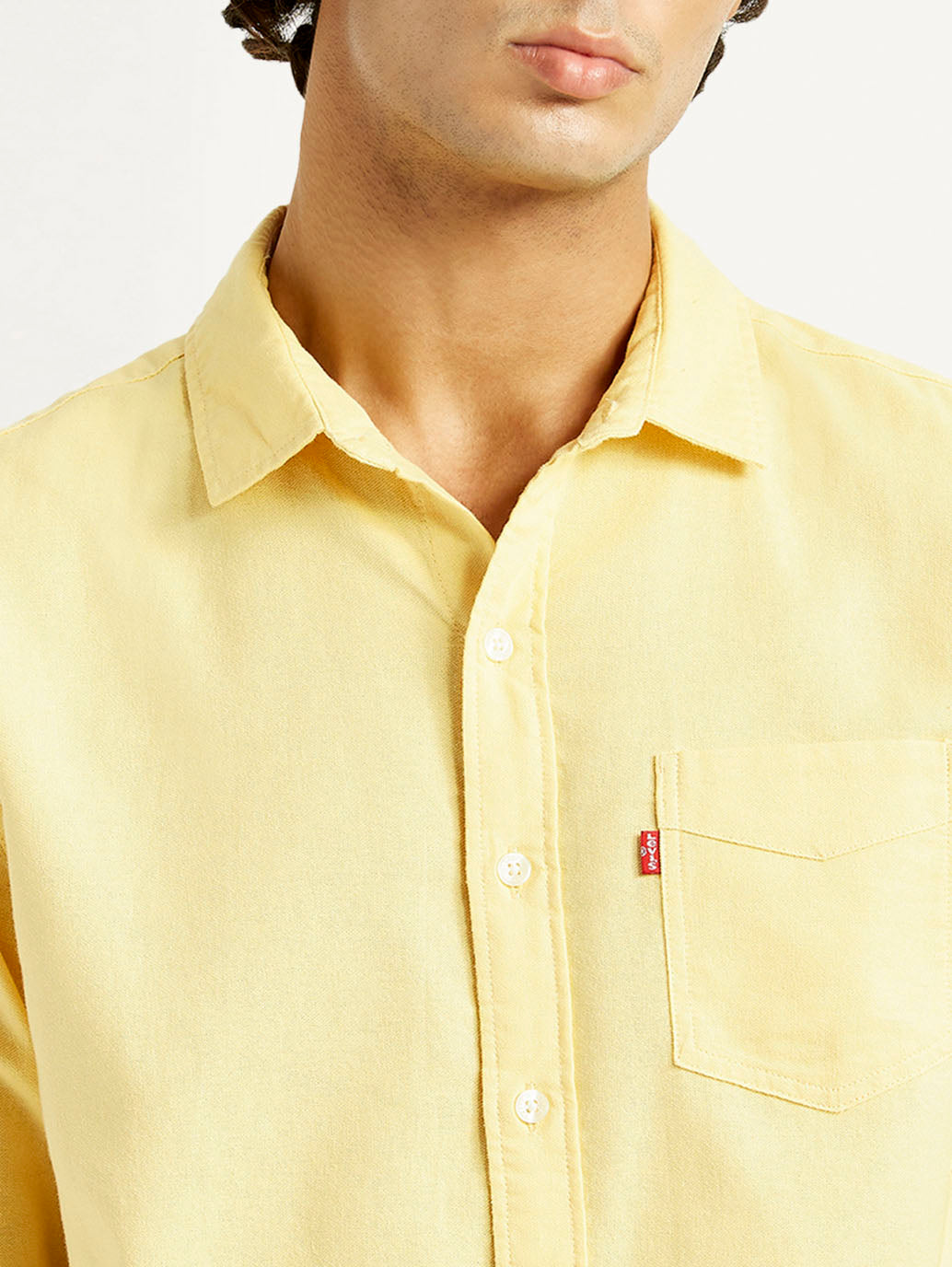 Men's Solid Slim Fit Shirt - Detail View