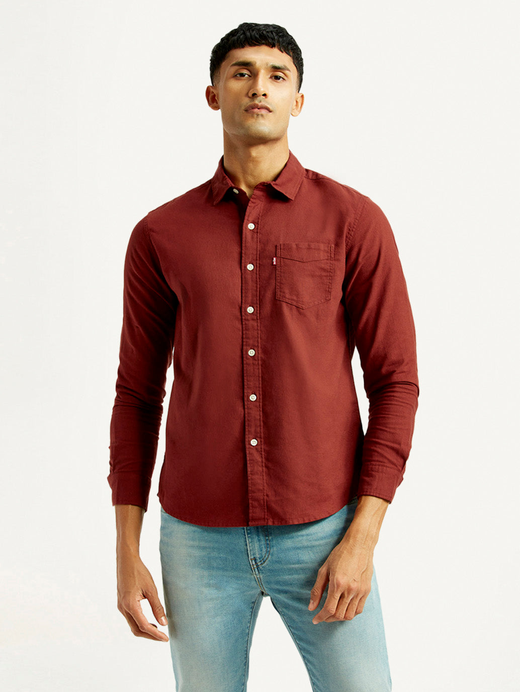 Men's Solid Slim Fit Shirt - Front View