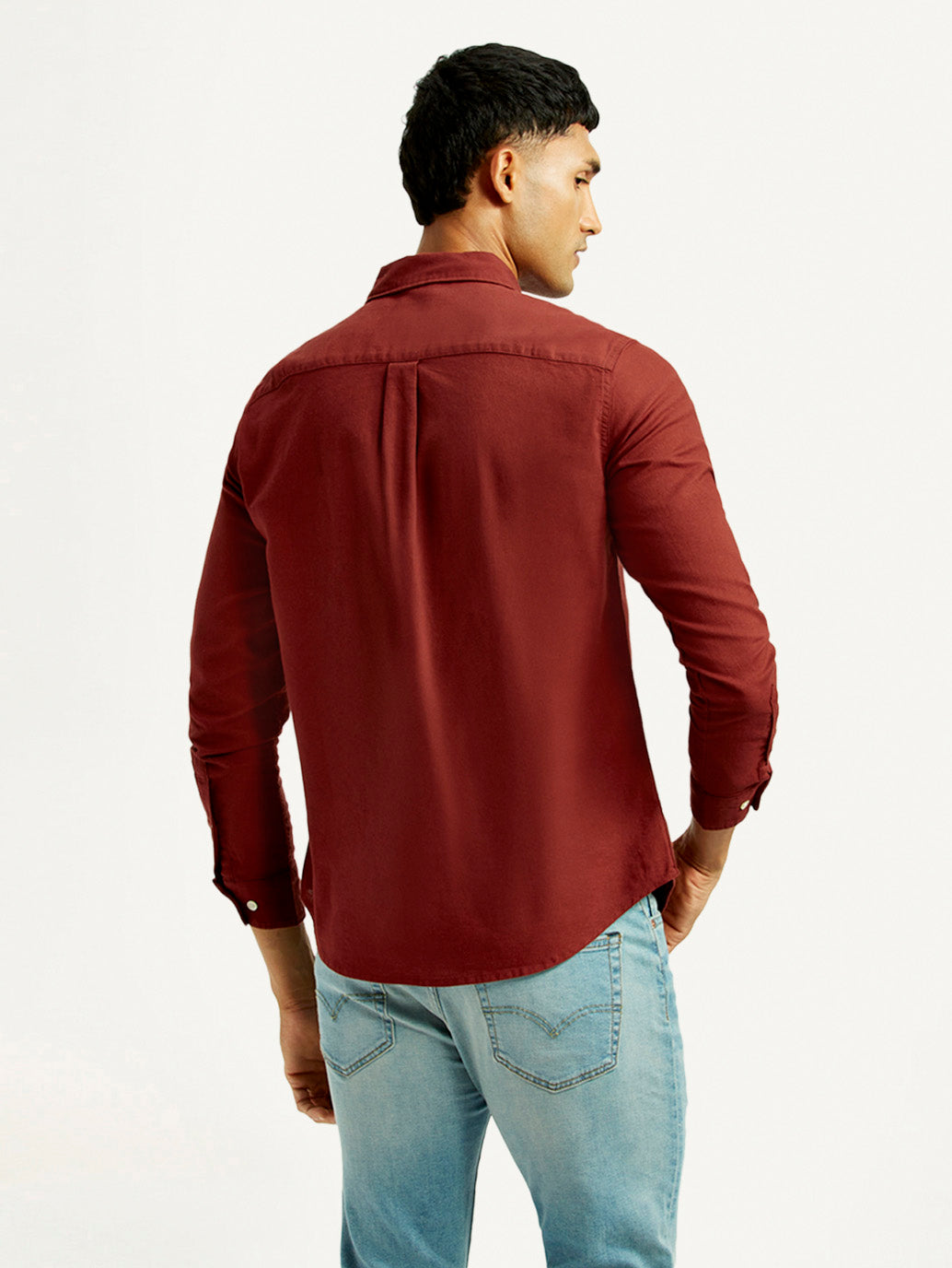 Men's Solid Slim Fit Shirt - Back View
