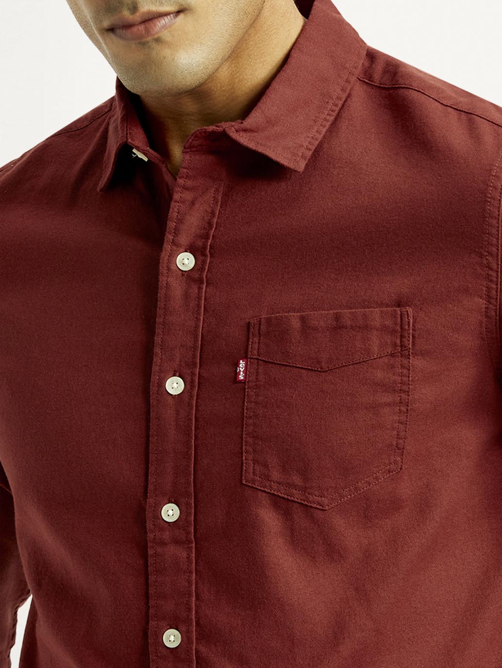 Men's Solid Slim Fit Shirt - Detail View