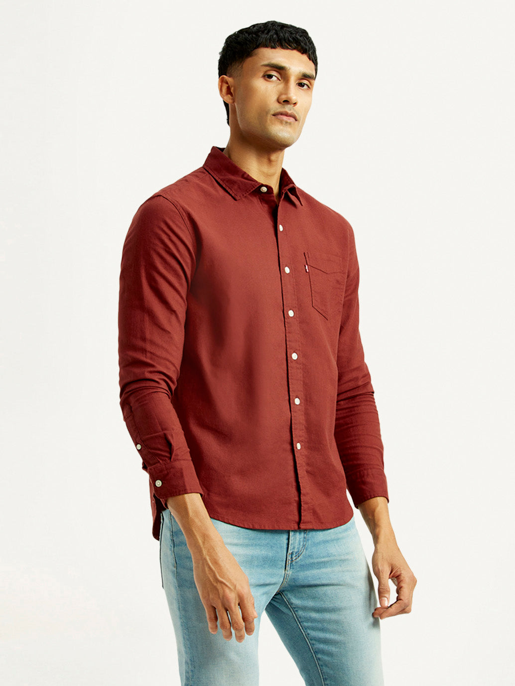 Men's Solid Slim Fit Shirt - Side View