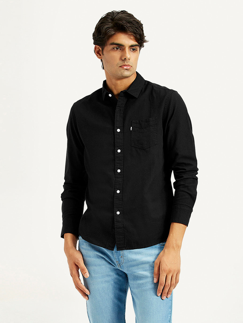 Men's Solid Black Slim Fit Shirt
