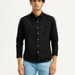 Men's Solid Black Slim Fit Shirt - Front View