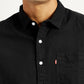 Men's Solid Black Slim Fit Shirt - Detail View