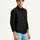 Men's Solid Black Slim Fit Shirt - Side View