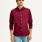 Men's Solid Maroon Slim Fit Shirt - Front View