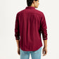 Men's Solid Maroon Slim Fit Shirt - Back View