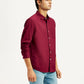 Men's Solid Maroon Slim Fit Shirt - Side View