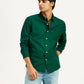 Men's Solid Dark Green Slim Fit Shirt - Styleshot View