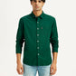 Men's Solid Dark Green Slim Fit Shirt - Front View