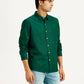 Men's Solid Dark Green Slim Fit Shirt - Side View