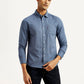 Men's Solid Navy Slim Fit Shirt - Front View