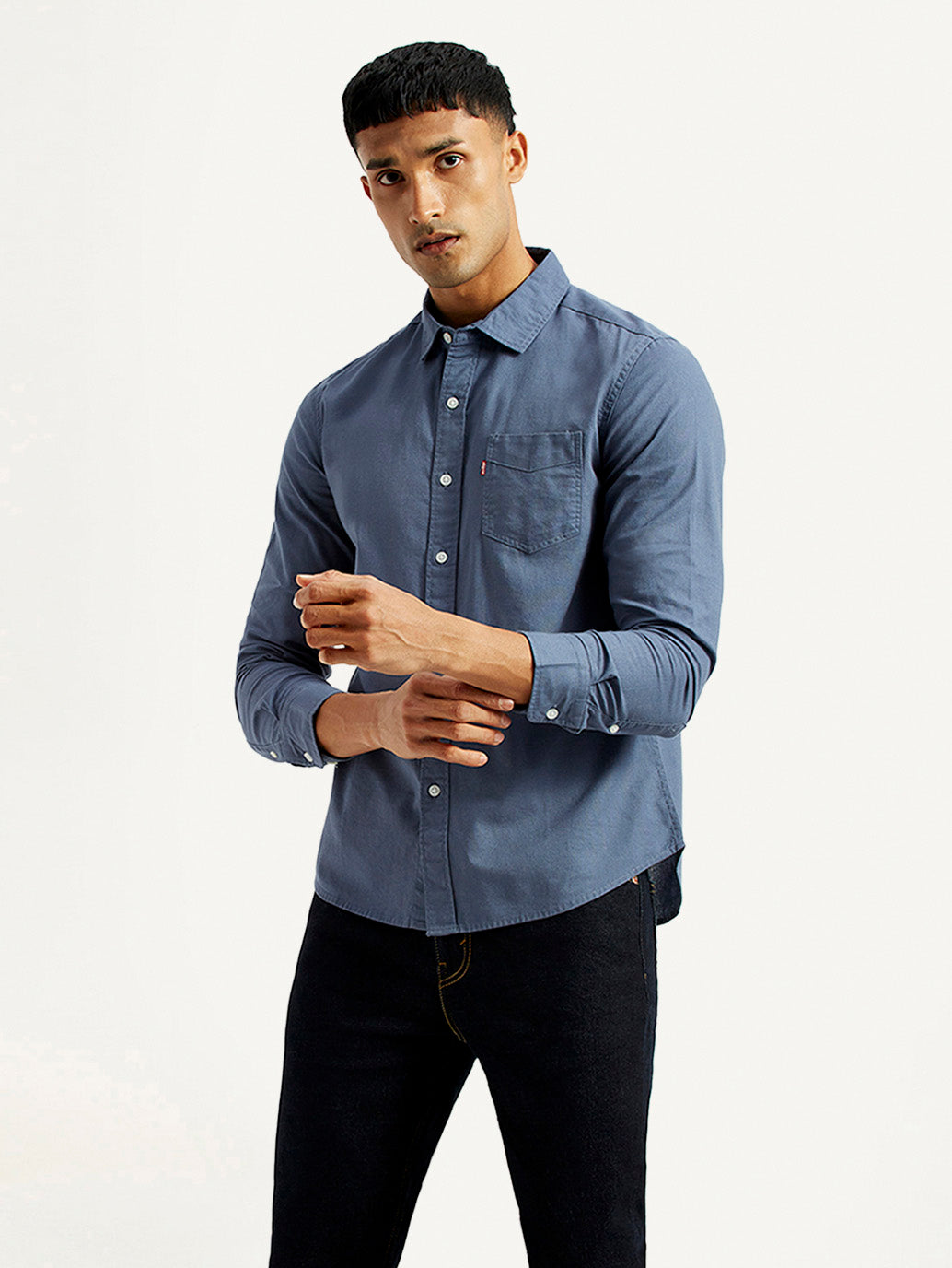 Men's Solid Navy Slim Fit Shirt