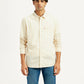 Men's Striped Beige Slim Fit Shirt - Front View