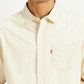 Men's Striped Beige Slim Fit Shirt - Detail View