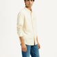 Men's Striped Beige Slim Fit Shirt - Side View