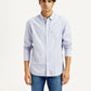 Men's Striped Light Blue Slim Fit Shirt - Front View