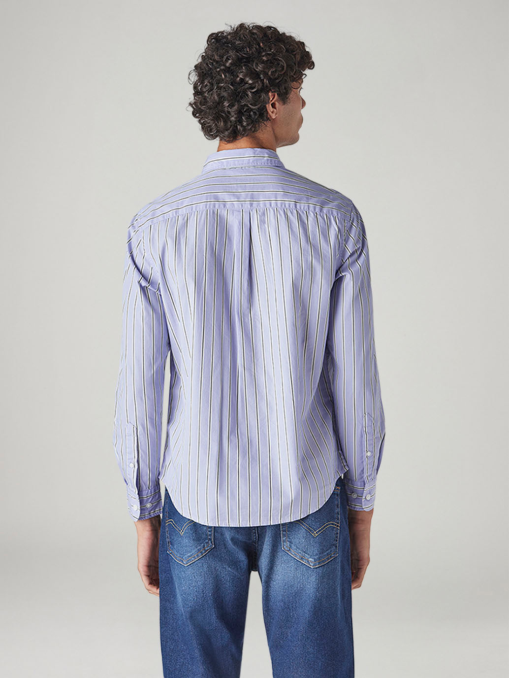 Men's Striped Slim Fit Shirt - Back View