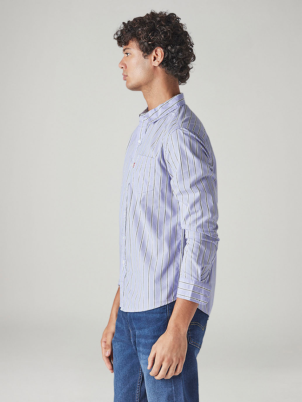 Men's Striped Slim Fit Shirt - Side View