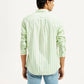 Men's Striped Light Green Slim Fit Shirt - Back View