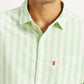 Men's Striped Light Green Slim Fit Shirt - Detail View