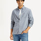 Men's Striped Blue Slim Fit Shirt - Styleshot View