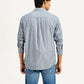 Men's Striped Blue Slim Fit Shirt - Back View