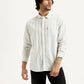 Men's Striped White Slim Fit Shirt - Front View